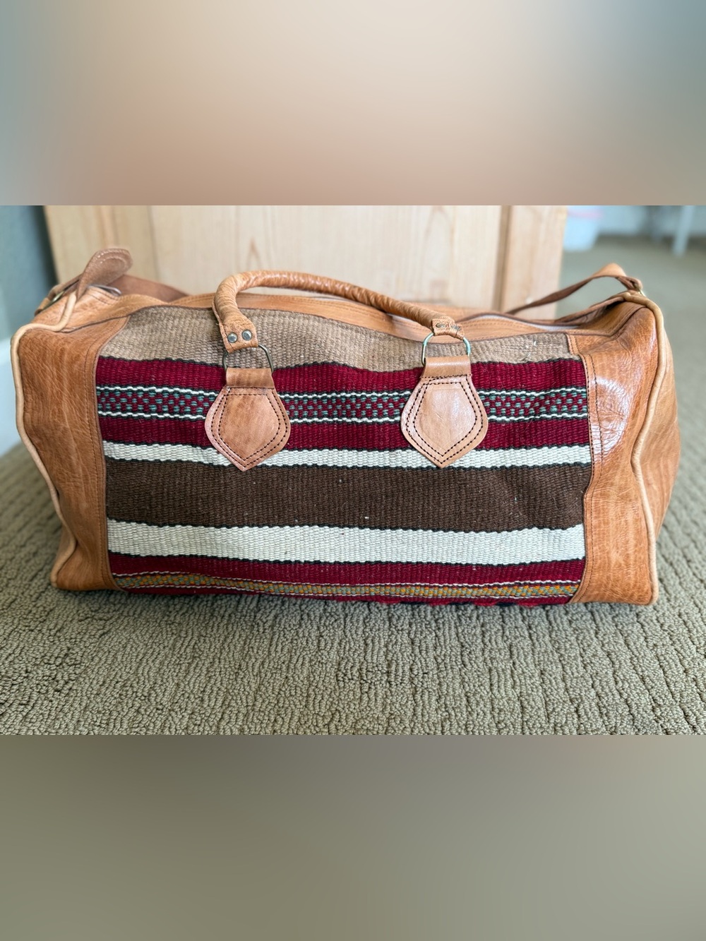 NEW vintage boho Handmade Moroccan Kilim Weekender Duffle Bag